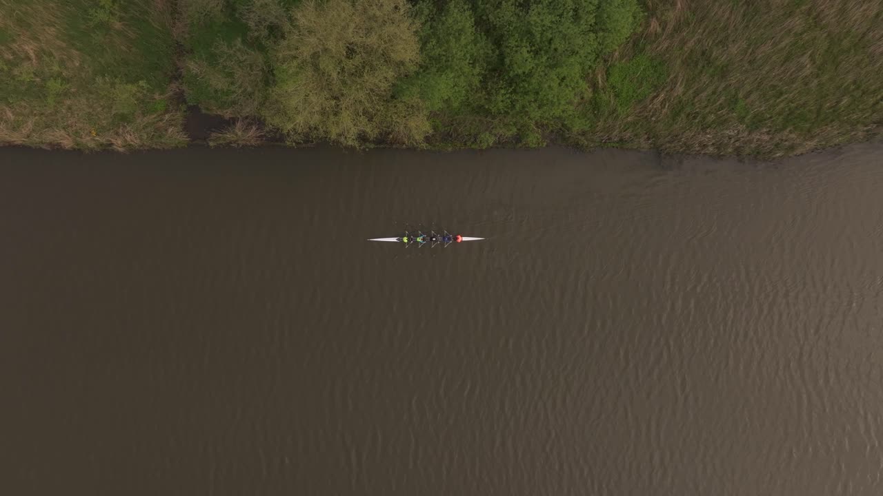 Roere træner på den rolige Linge-flod ved Heukelum, Holland