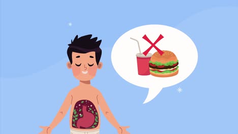 man with digestive and hamburger animation