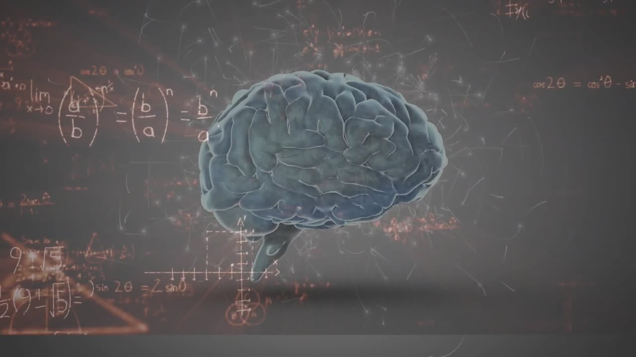 Animation of mathematical data processing over human brain