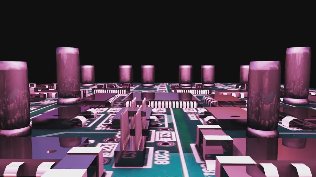 volando sobre una placa de circuito