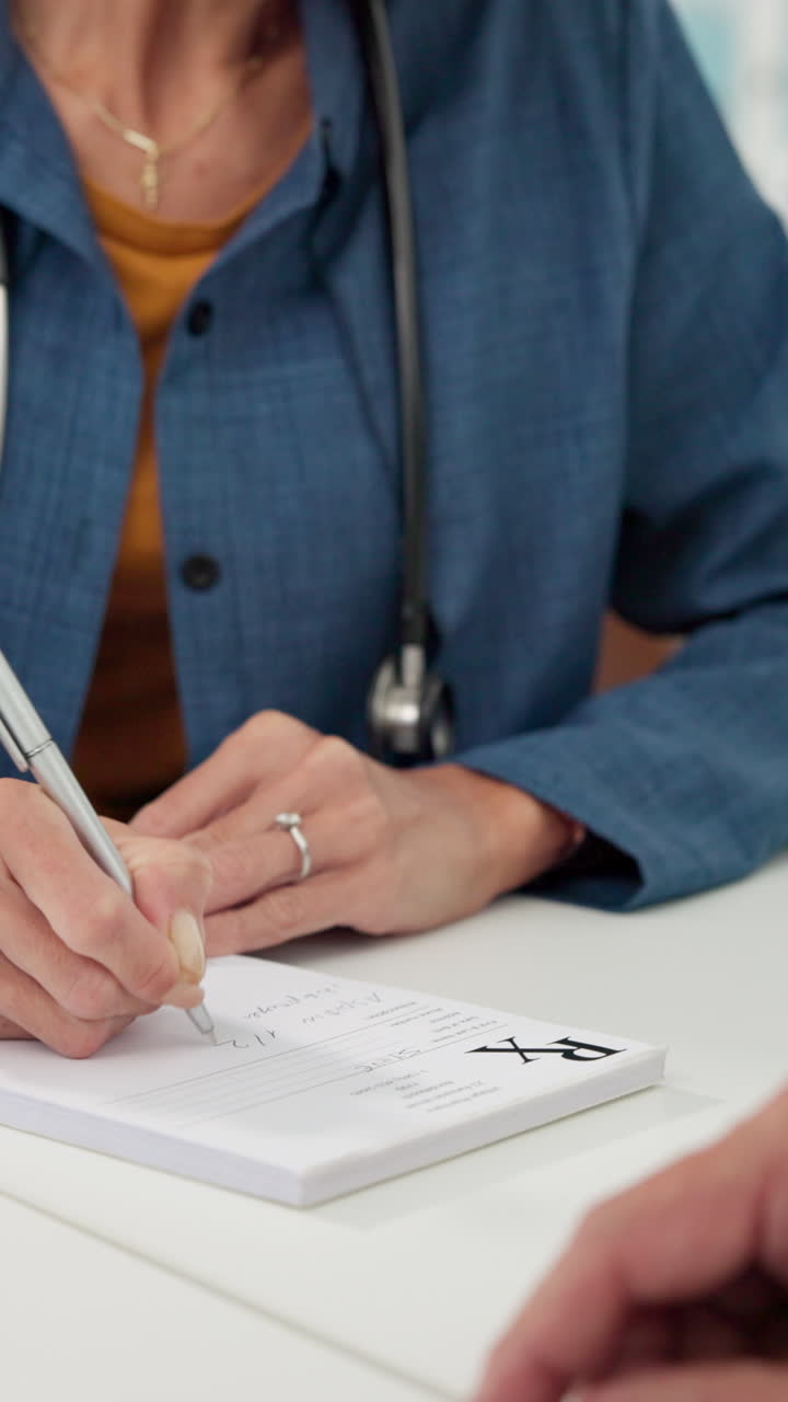 Médico recetando durante una consulta médica