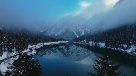 plansee lake in austria in winter