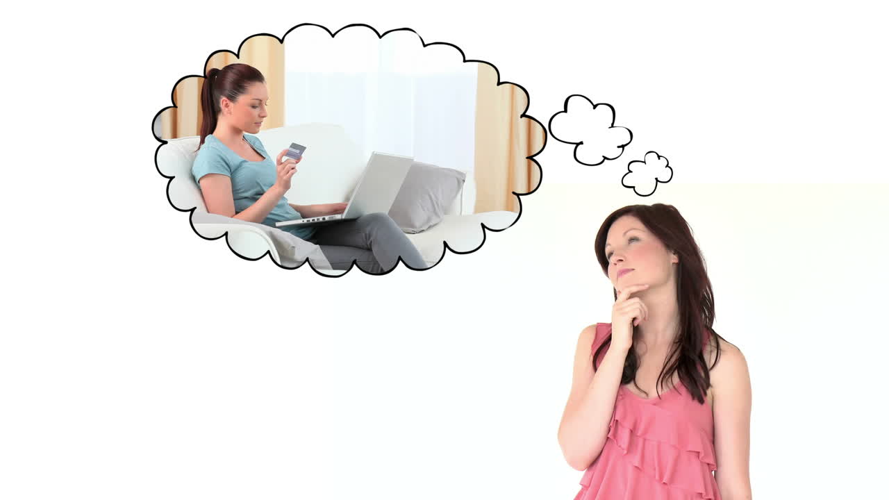 여자가 재미를 생각하고 있습니다.