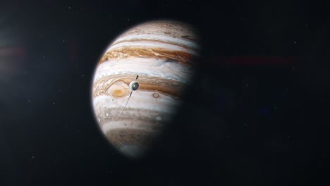 voyage space probe approaching the gas giant jupiter