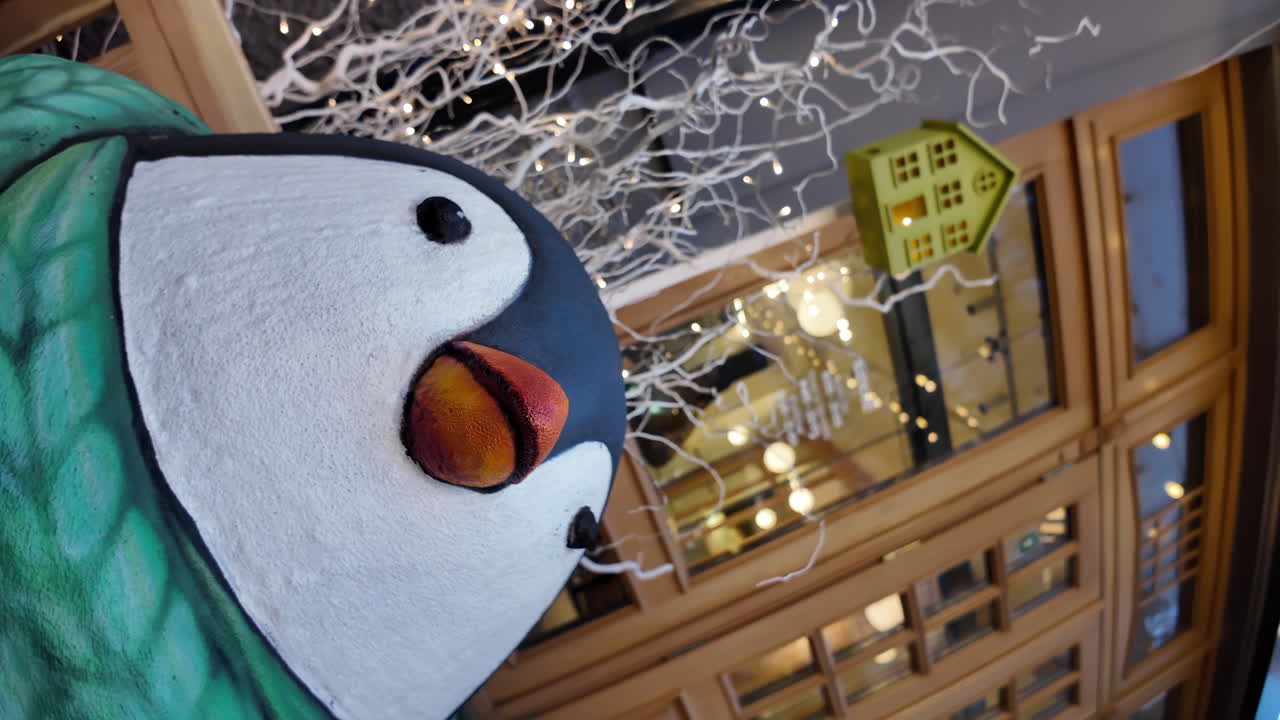 Penguin toy with christmas lights decorations