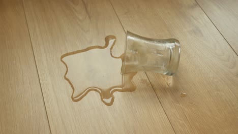 spilled drink on wooden floor