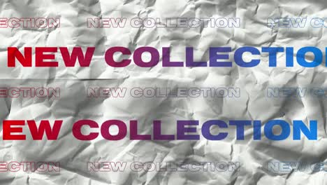 Animation-of-new-collection-text-in-repetition-on-white-background