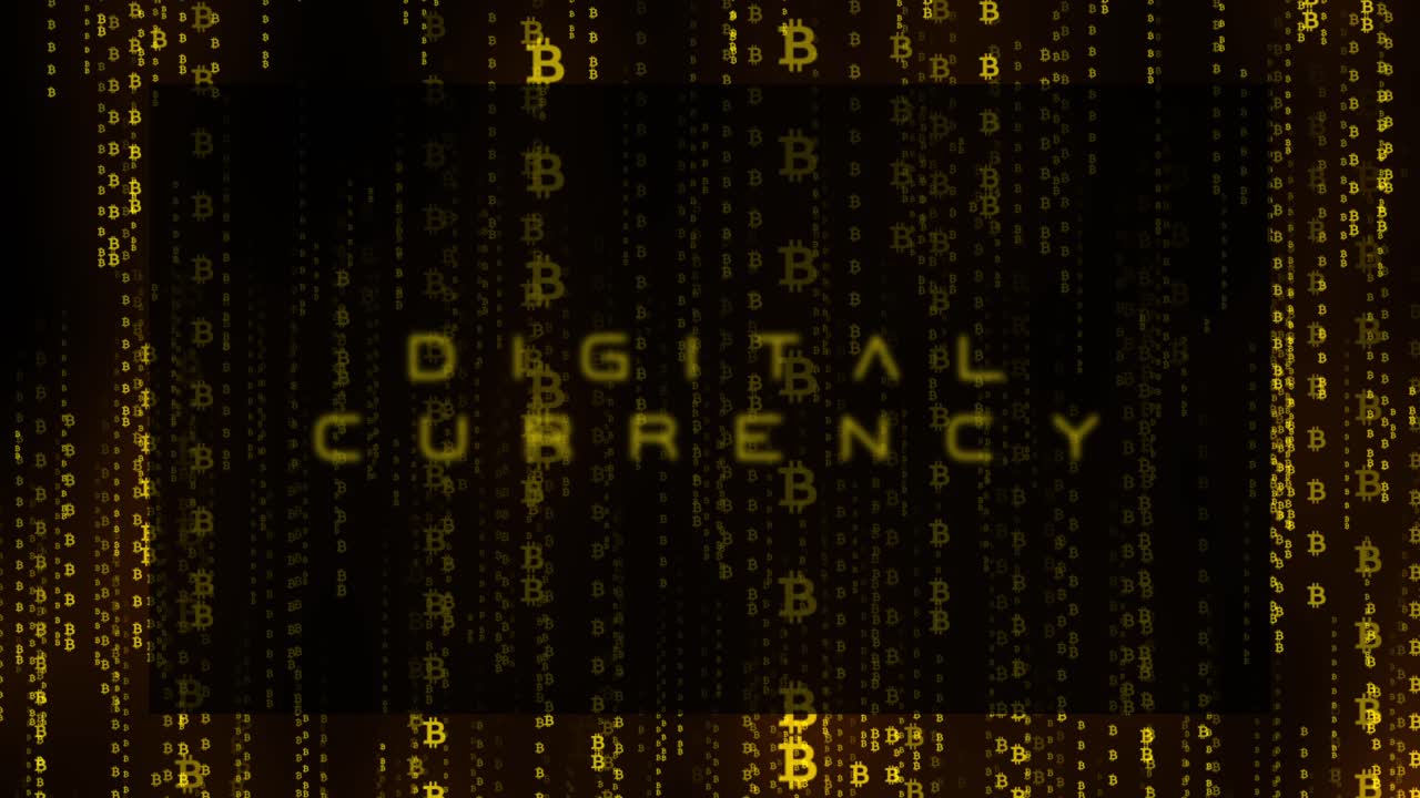 Digital Currency Crypto. Matriz style Bitcoin curtain