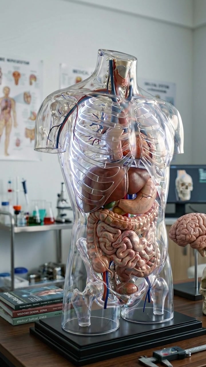 Human digestive organ visualization in laboratory medical environment