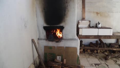 comida cocinando en un horno de leña