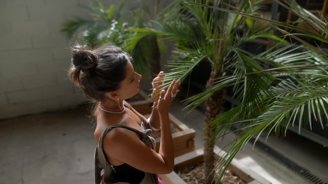 Woman with Palm Trees