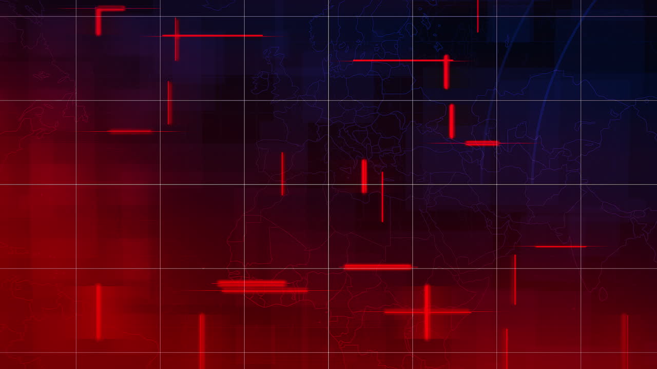 animación gráfica de introducción de noticias con líneas y fondo abstracto de mapa mundial