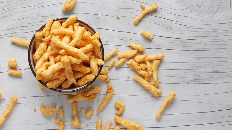Crispy Snacks in a Bowl on a Wooden Table
