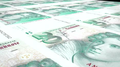 billetes de veinte marcos alemanes de alemania occidental que se ruedan, dinero en efectivo