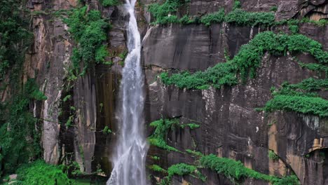 Aerial-view-of-Jogini-waterfall-in-manali-,-himachal-pradesh---droning-jogini-waterfall-