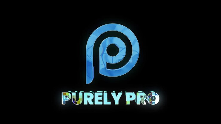 Stralend Blauw P-logo en Purely Pro Tekstanimatie