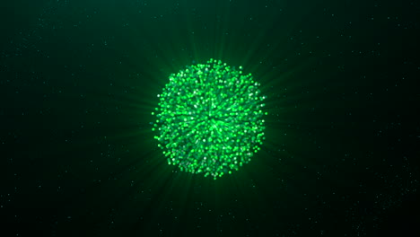 green particle explosion in space