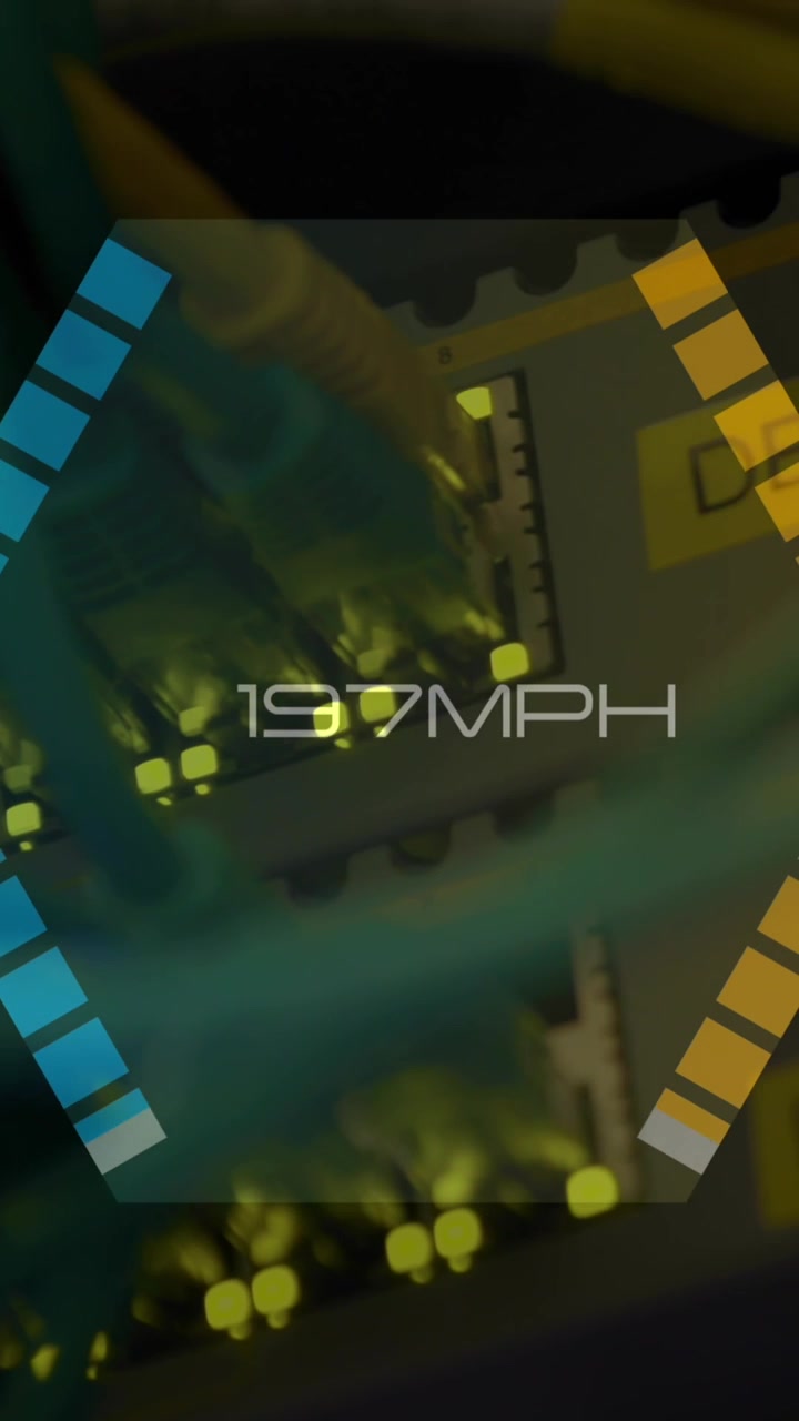 Animation of speedometer over server room