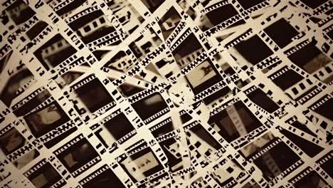 many sepia toned film strips are overlapping, creating a nostalgic tapestry of cinematic memories, evoking a sense of history and the art of filmmaking