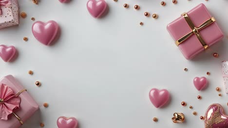 pink hearts and gifts decorated background