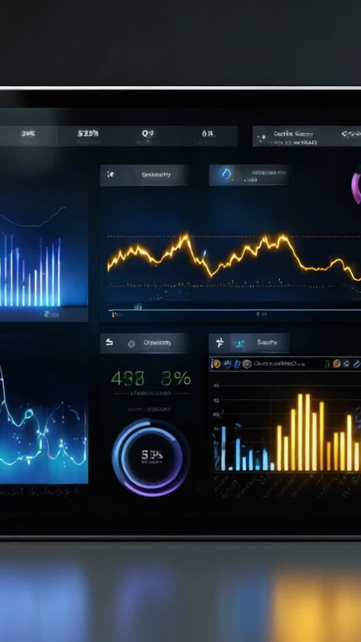 Dynamic Data Visualizations Displaying Real-Time Analytics, Graphs, and Metrics on a Modern Digital Interface in Two Captivating Frames