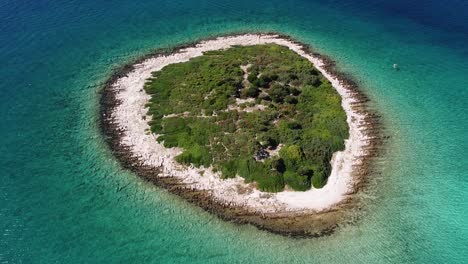 aerial drone view of an uninhabited island at the adriatic sea, dalmatia, croatia