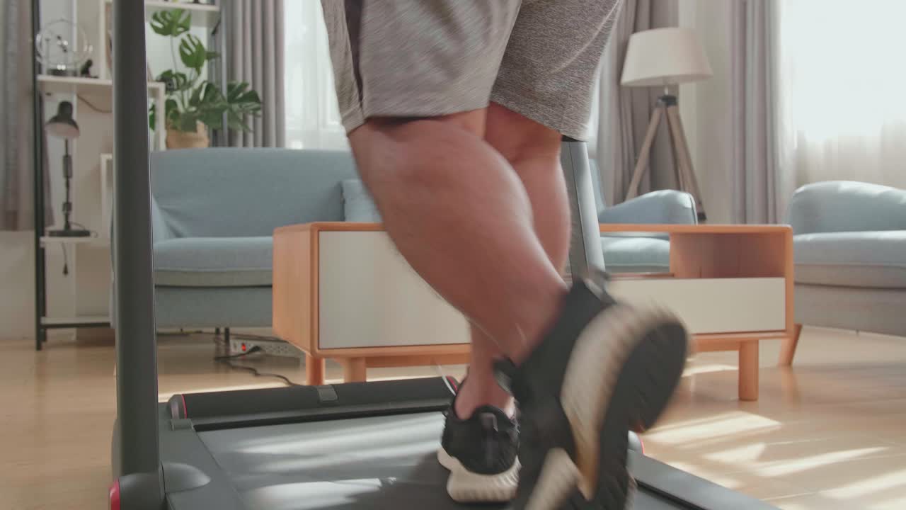 Overweight Person Exercising at Home