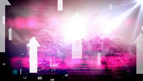 Animation-of-arrows-network-of-connections-and-data-processing-on-interface