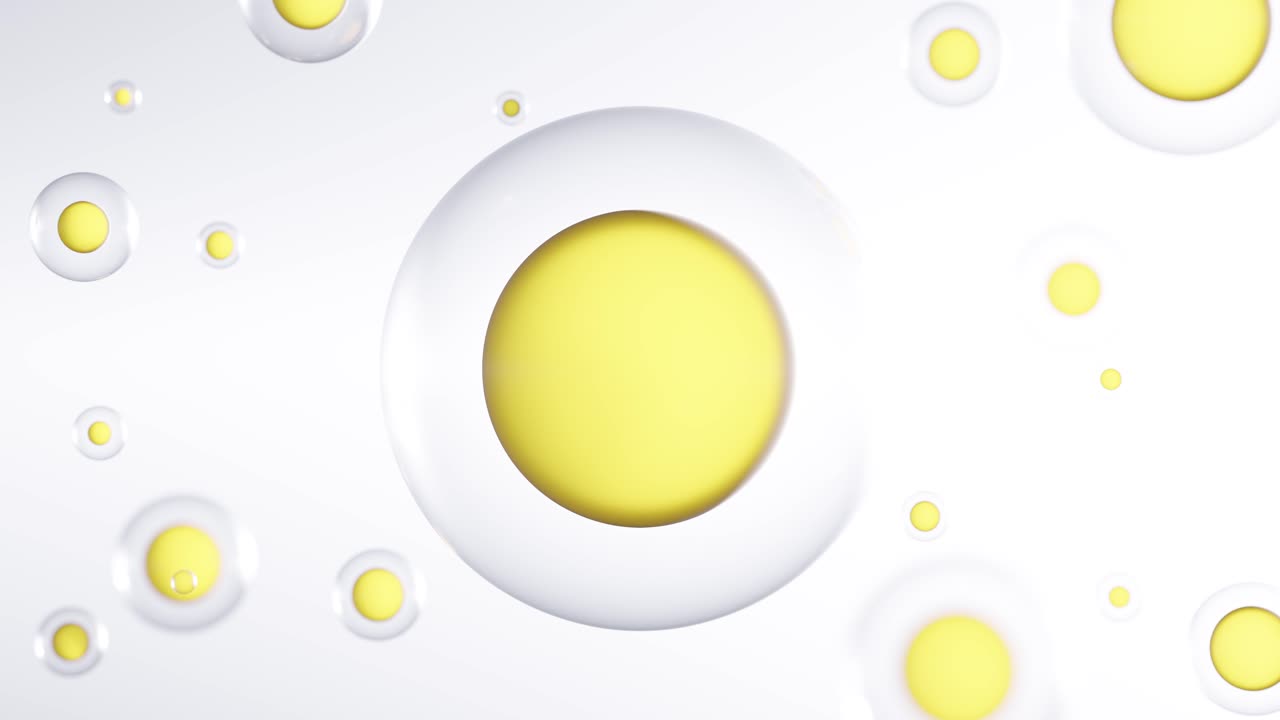 3D Gold Collagen serum and vitamin hyaluronic acid skin care solutions. 3d animation