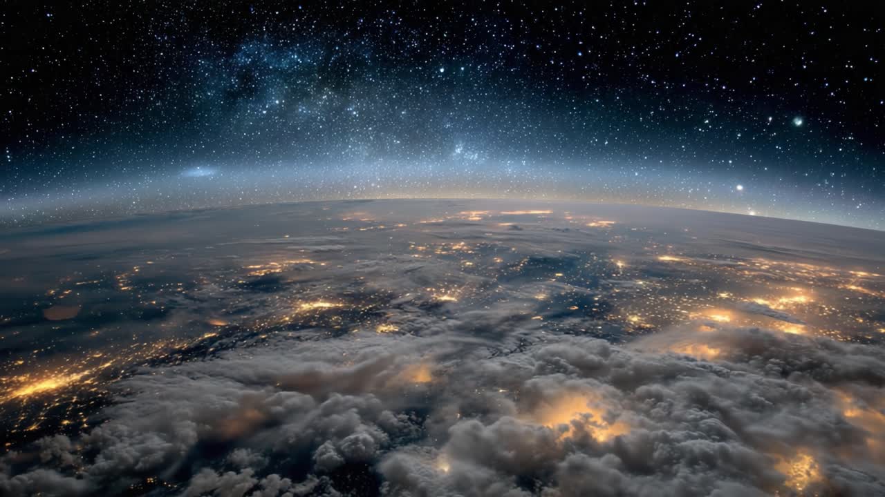 Pemandangan Bumi yang Megah dari Luar Angkasa: Saksikan Keindahan Planet Kita Dikelilingi Langit Berbintang, Kota-kota yang Bercahaya, dan Cahaya Menawan Awan Atmosfer