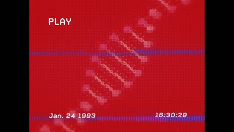 Animación-De-Interferencia-Y-Cadena-De-ADN-Sobre-Fondo-Rojo.