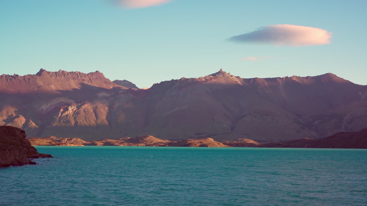 Sunset Light Over Lago Belgrano in Remote Patagonia Wilderness. Perito Moreno National Park, Santa Cruz, Argentina