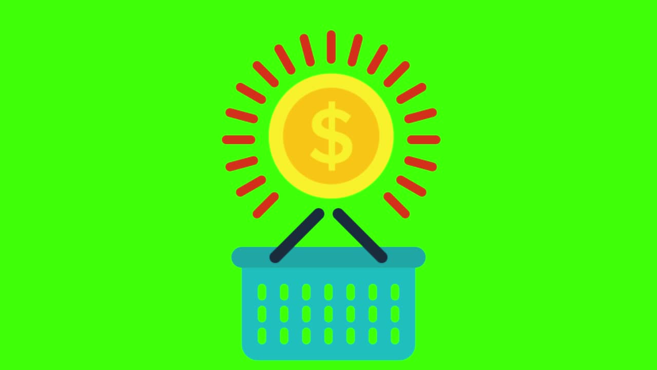 녹색 화면에 클릭당 지불 아이콘의 애니메이션