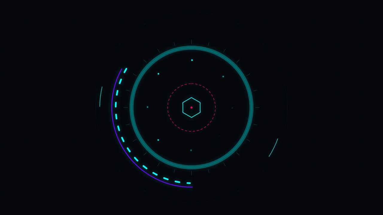 Futuristic Digital HUD Interface With Rotating Circular Elements
