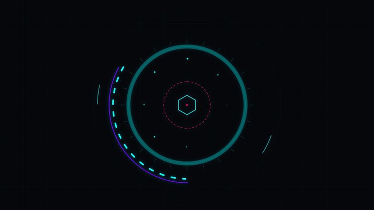 Futuristic Digital HUD Interface With Rotating Circular Elements