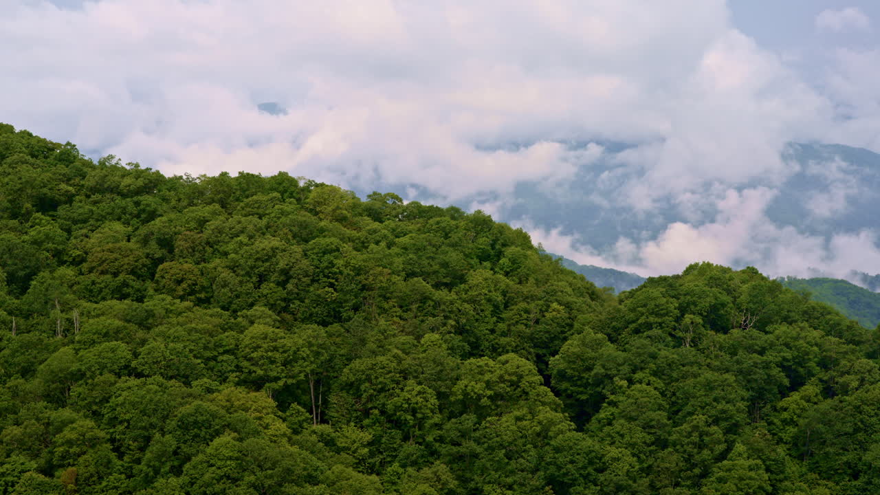 Aerial view of smoky layers stretching across the mountains.