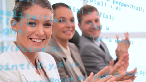 animación del procesamiento de datos financieros sobre personas de negocios en la oficina
