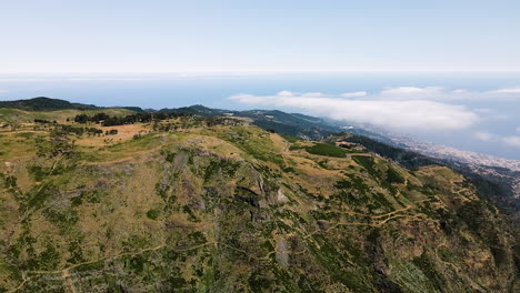 mountains in madeira natural park in portugal - aerial static