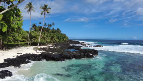 a classic tropical view of a the coastline of the pacific island if samoa