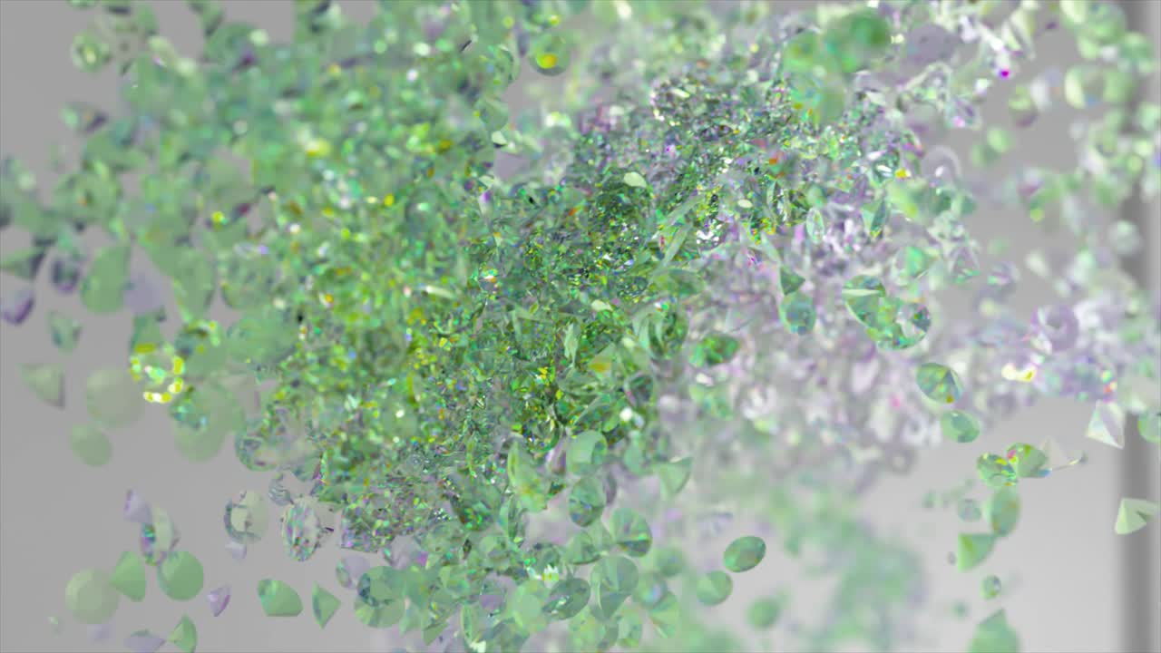 추상적인 녹색과 iridescent 입자의 폭발