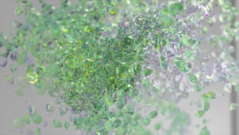 추상적인 녹색과 iridescent 입자의 폭발