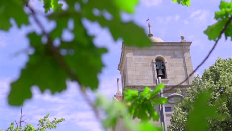 cathedral in castelo branco, camera movement reveal the tower of cathedral in castelo branco