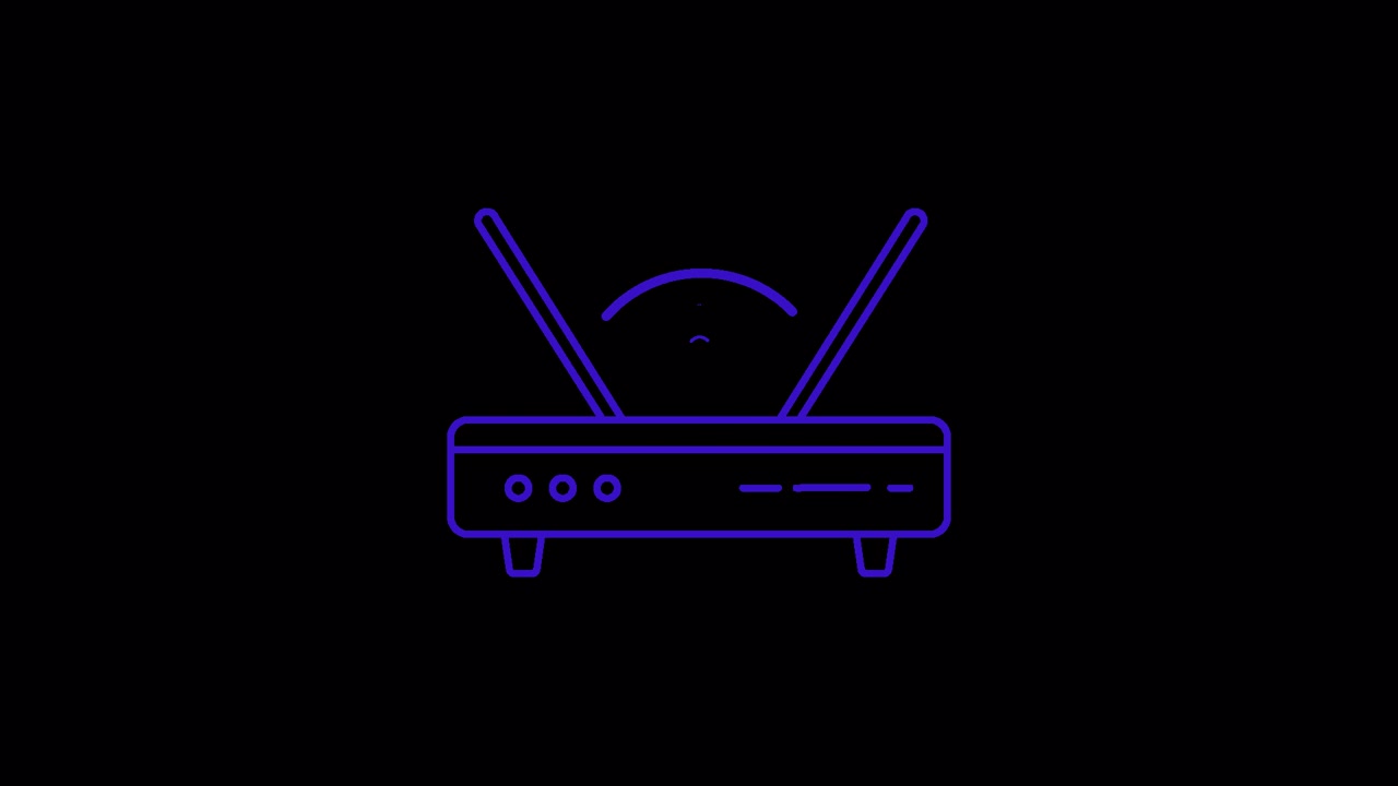 Animiertes Liniensymbol eines WLAN-Routers mit Signal