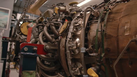 close up slider along the side of an airplane engine