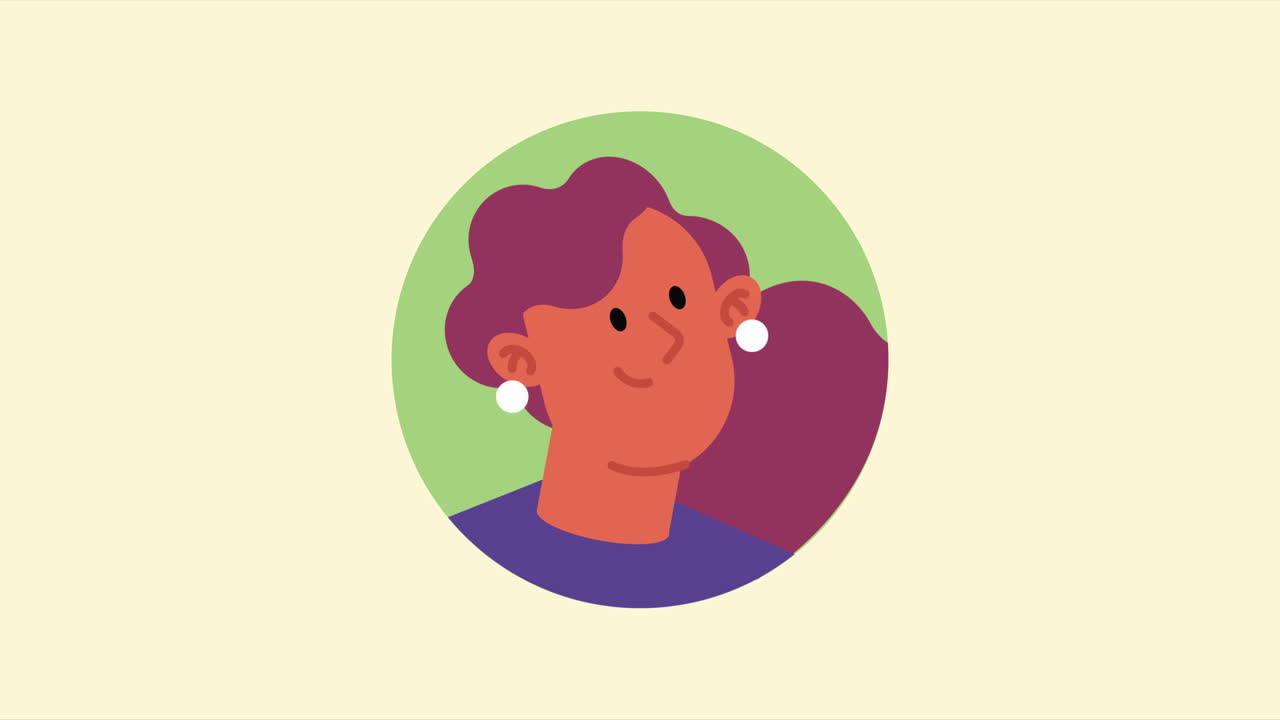 젊은 여성 프로필 캐릭터 애니메이션