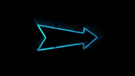 glowing neon line arrow icon isolated on black background. direction arrowhead symbol. motion graphics