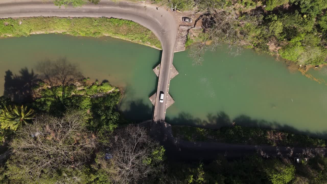 Direct Over Head Shot Of Flat Bridge Jamaica In Bog Walk