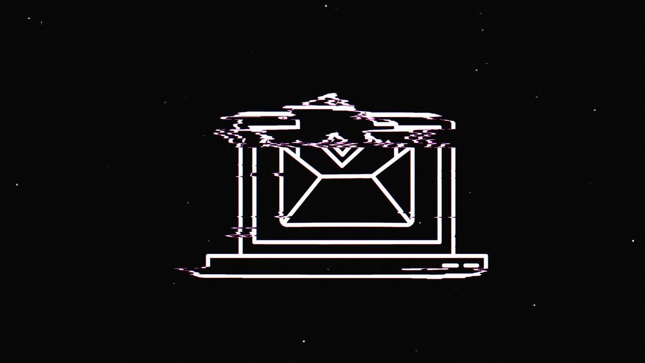 Line clipboard check mark hud holographic symbol on digital old tv screen seamless loop glitch animation. Hearts. Dynamic retro and joyful. Colorful and vintage video footage.