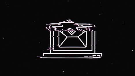 línea clipboard marca de verificación hud símbolo holográfico en pantalla de televisión digital vieja animación de glitch de bucle sin costuras. corazones. retro dinámico y alegre. imágenes de video coloridas y vintage.