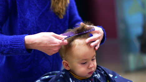 baby's haircut at the hair salon